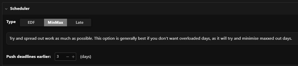 Scheduler choice interface
